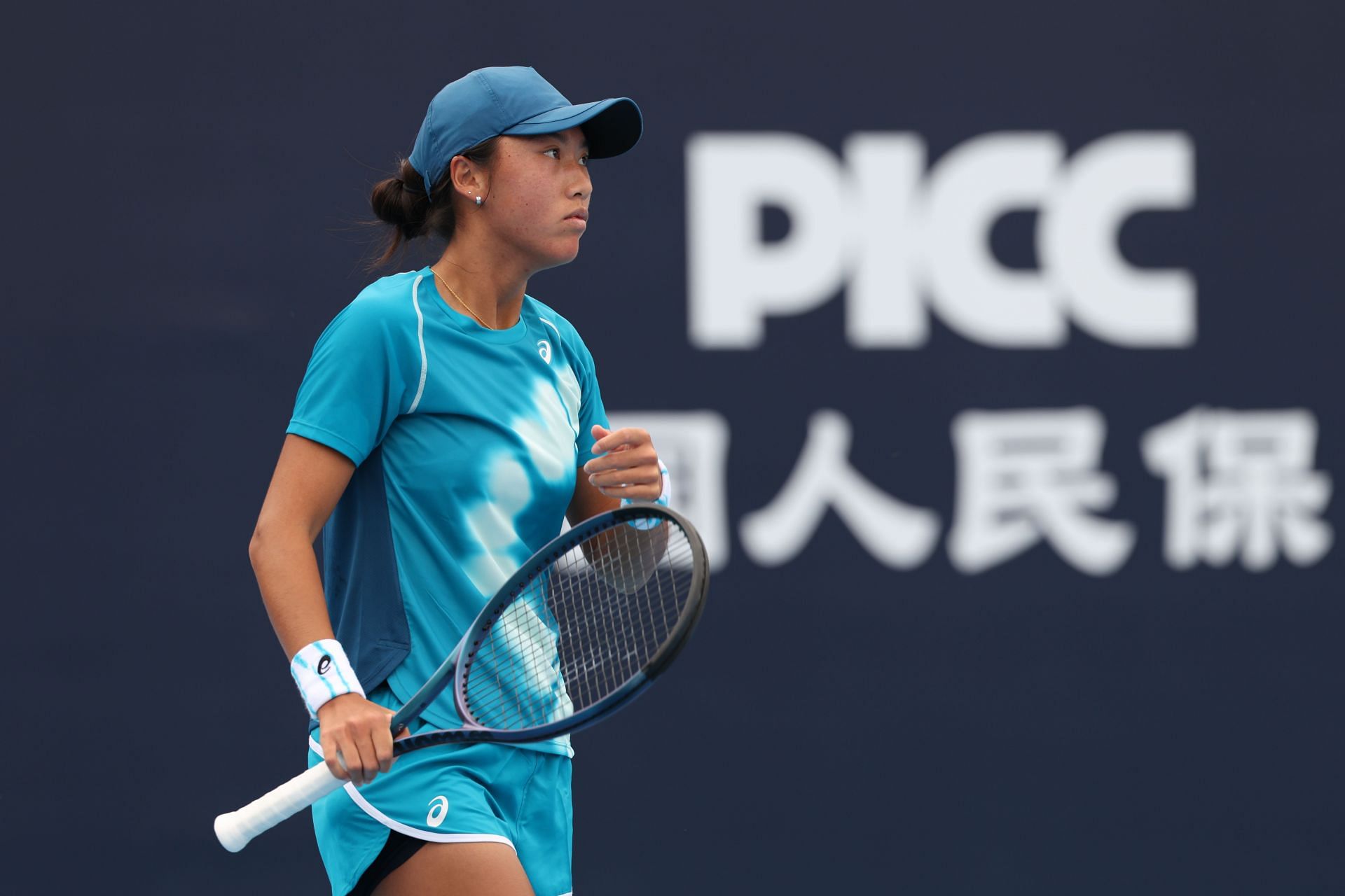 Xinxin celebrates a point in the 2024 China Open - Day 3 - Source: Getty